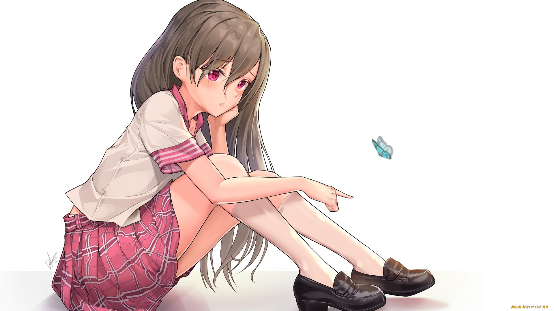 аниме, unknown, , другое, девушка, взгляд, фон