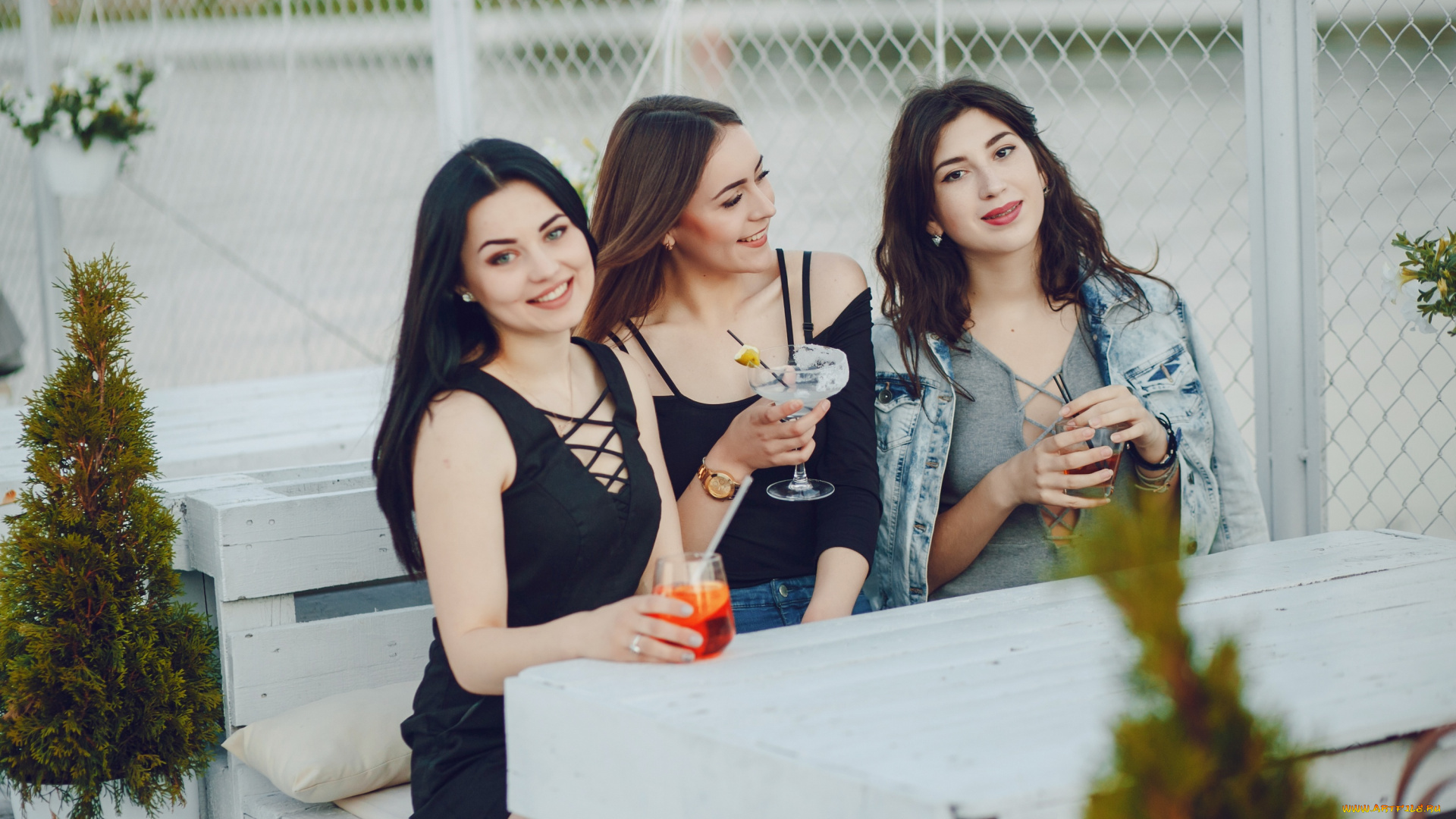 девушки, -unsort, , группа, девушек, кофе, отдых, группа