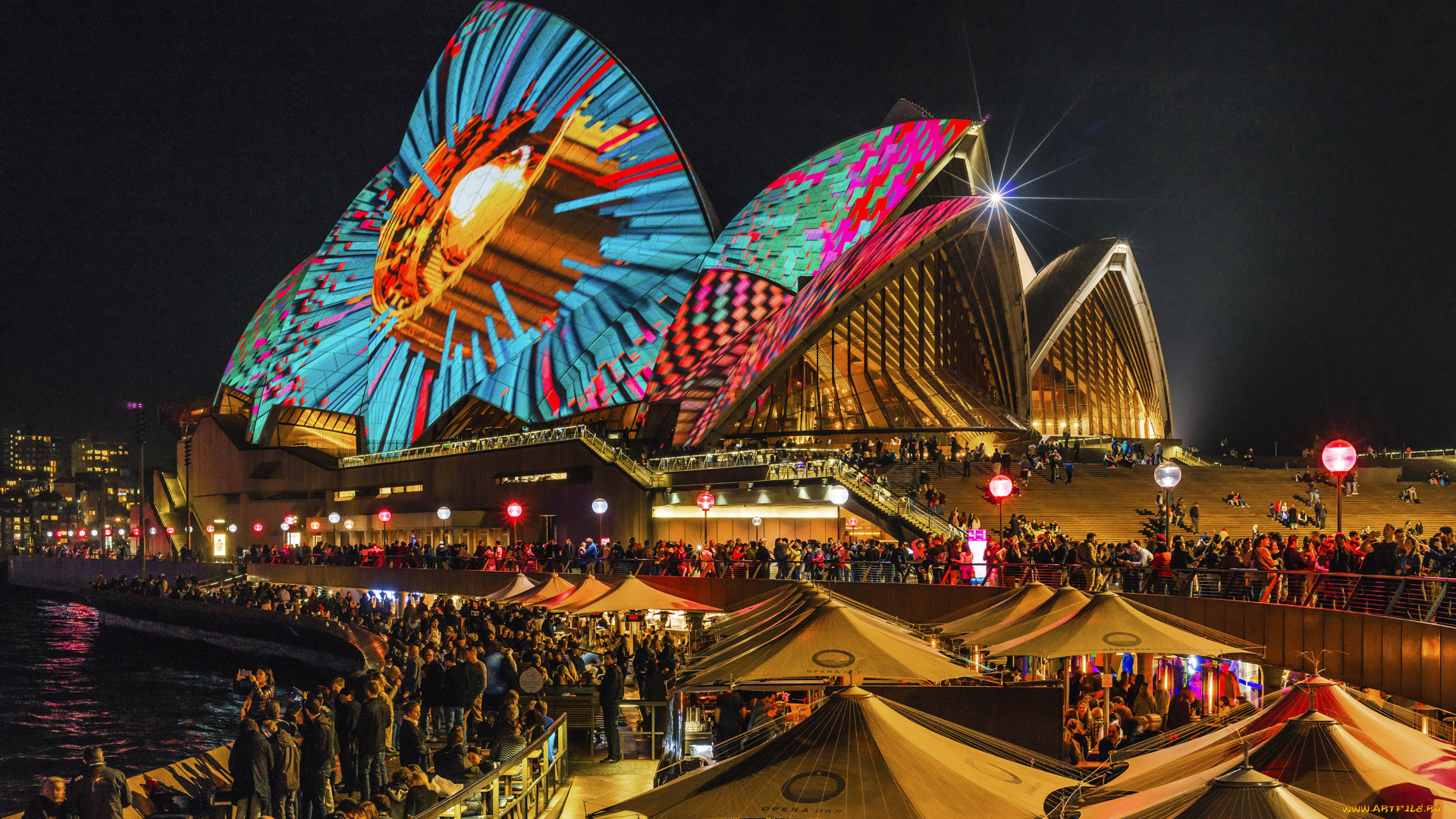 города, сидней, , австралия, сидней, австрия, ночной, город, ночные, огни