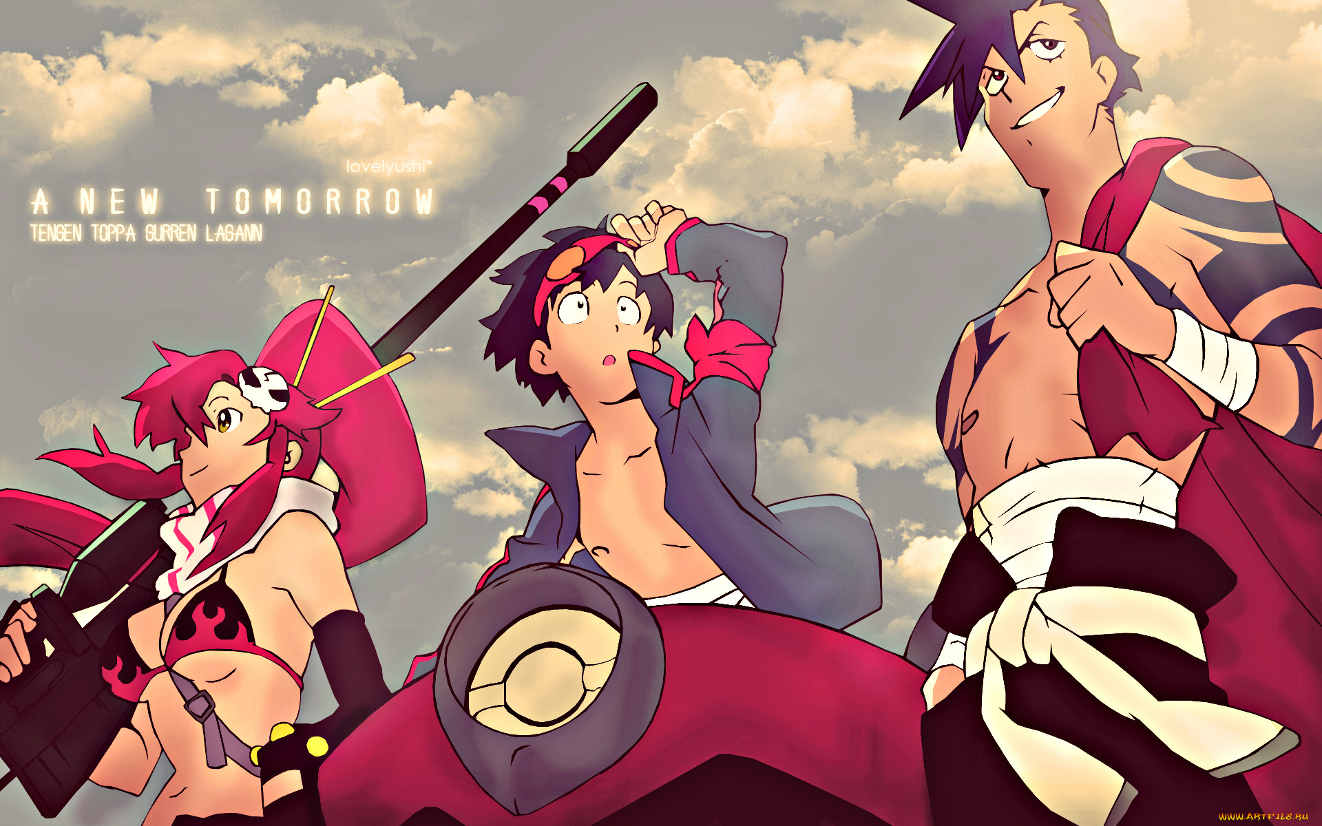 аниме, tengen, toppa, gurren-lagann, гуррен-лаган