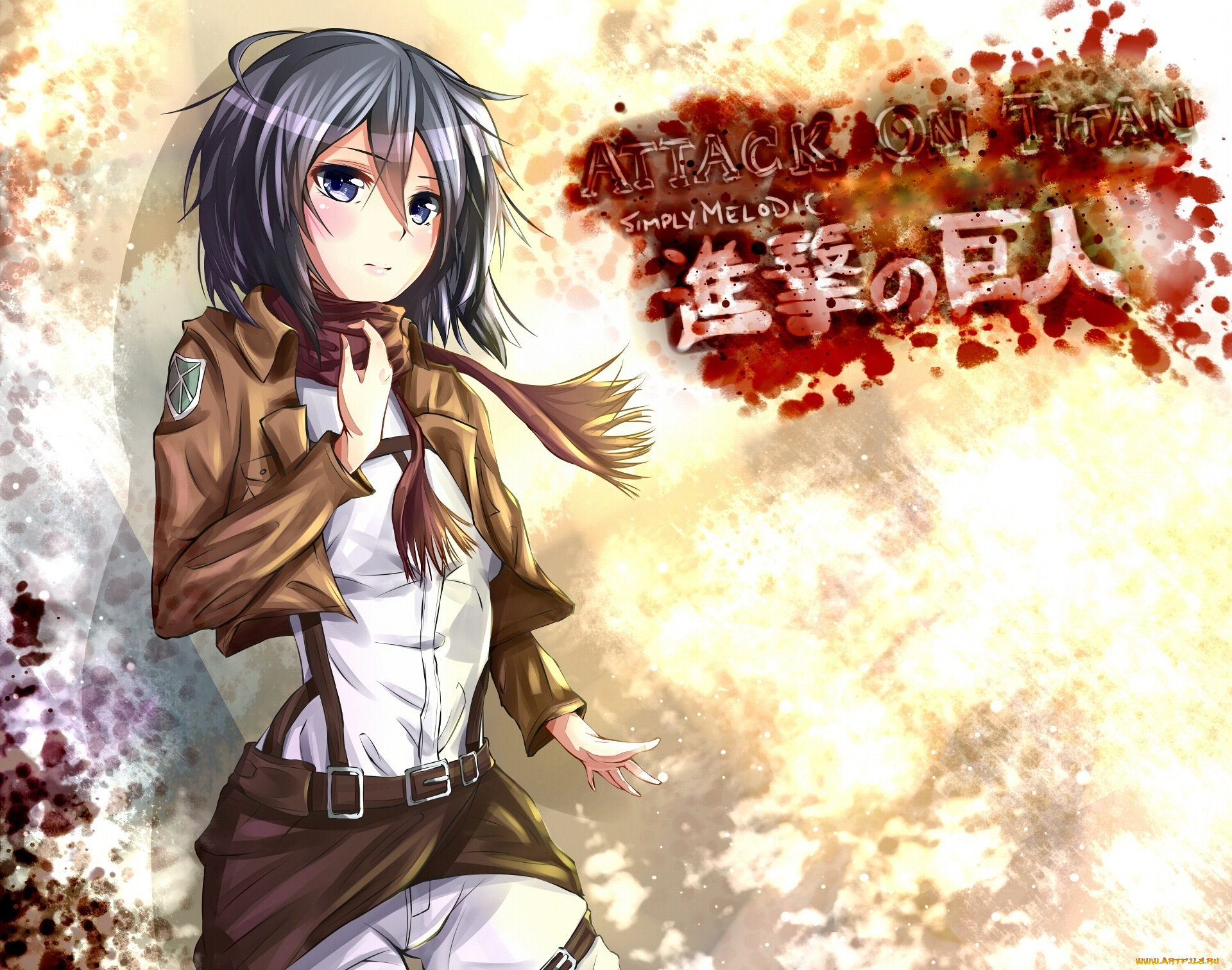 аниме, shingeki, no, kyojin, девушка