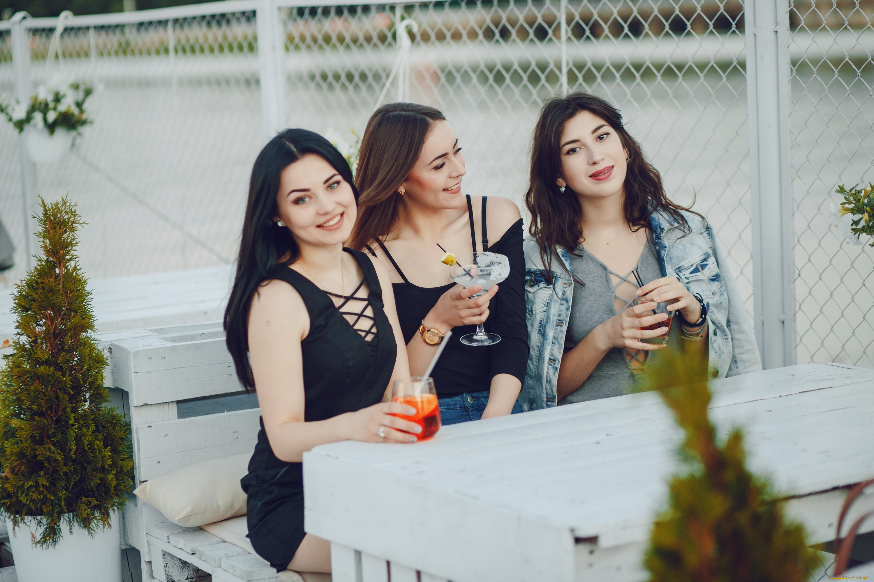 девушки, -unsort, , группа, девушек, кофе, отдых, группа