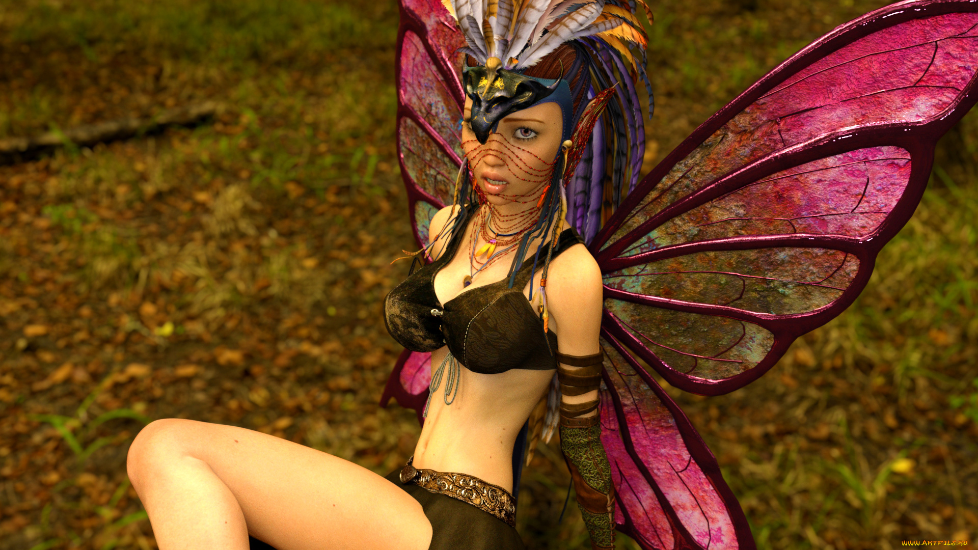 3д, графика, эльфы, , elves, эльфийка, фон, взгляд