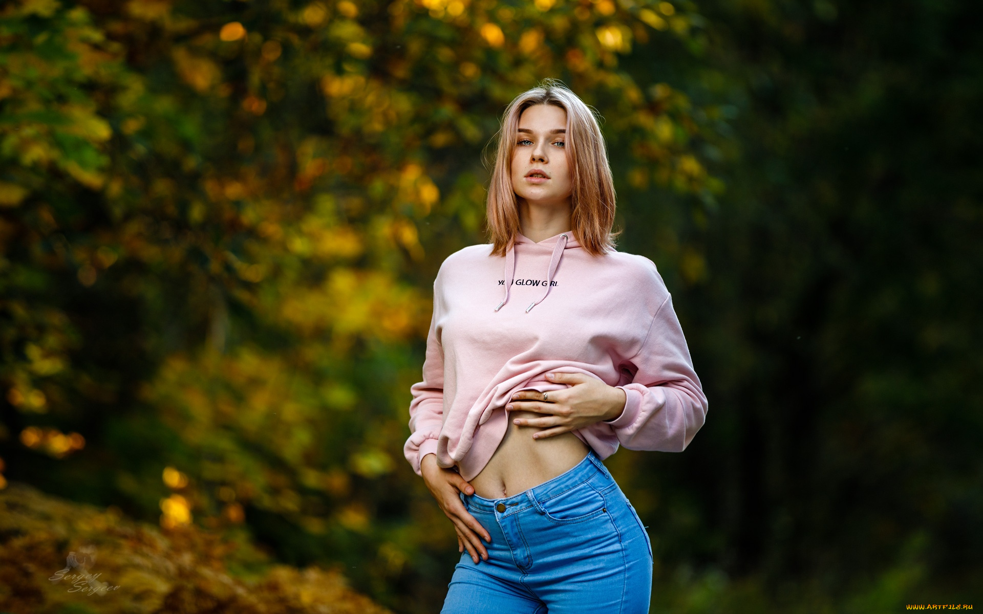 девушки, -unsort, , блондинки, , светловолосые, рыжая, wallhaven, женщины, на, открытом, воздухе, портрет, свитер, джинсы, живот