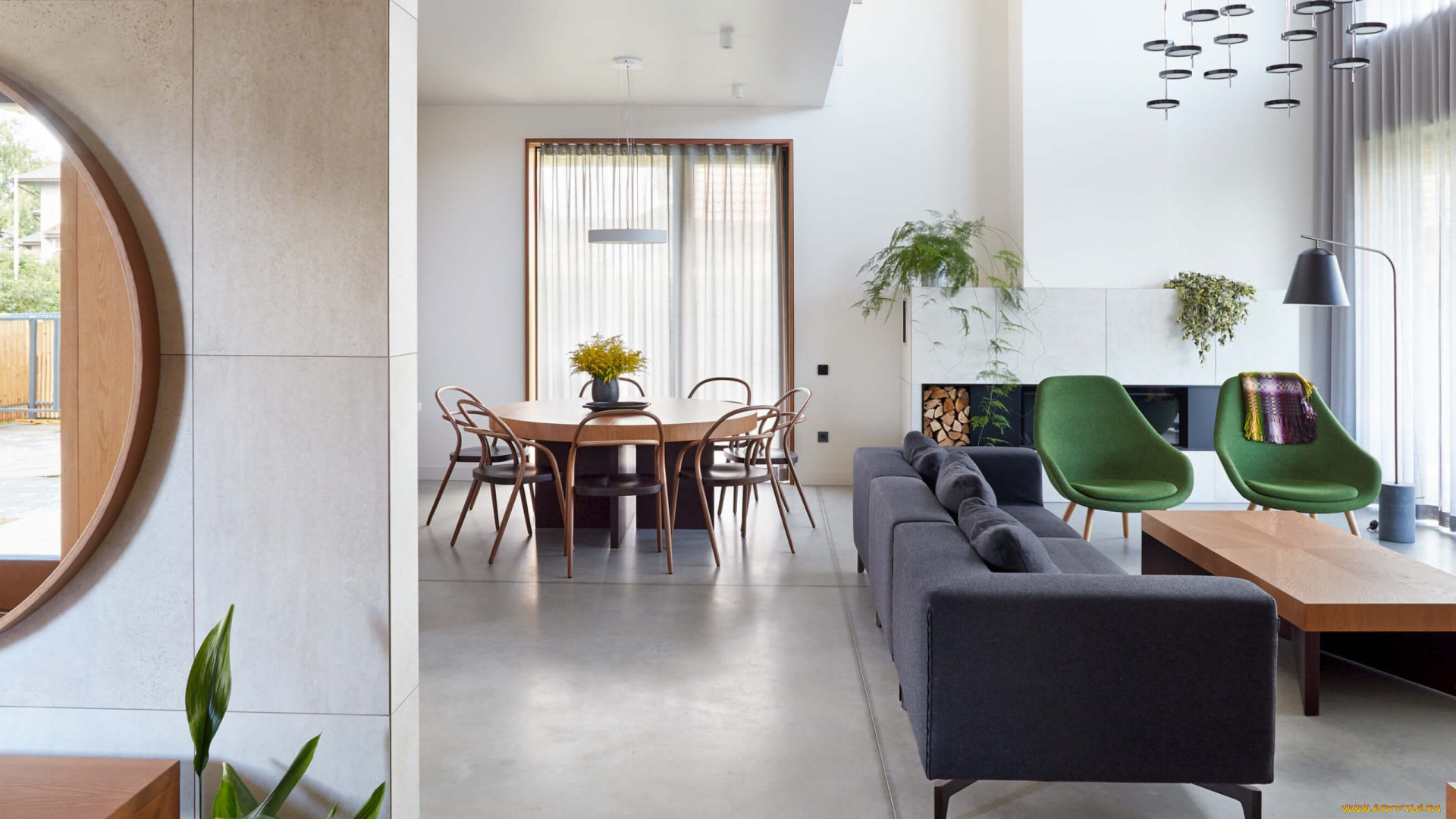 интерьер, гостиная, мягкий, уголок