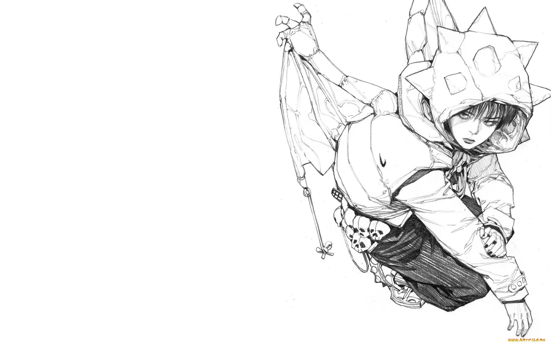 фэнтези, демоны, ребенок, демоненок, капюшон, крылья, черепа