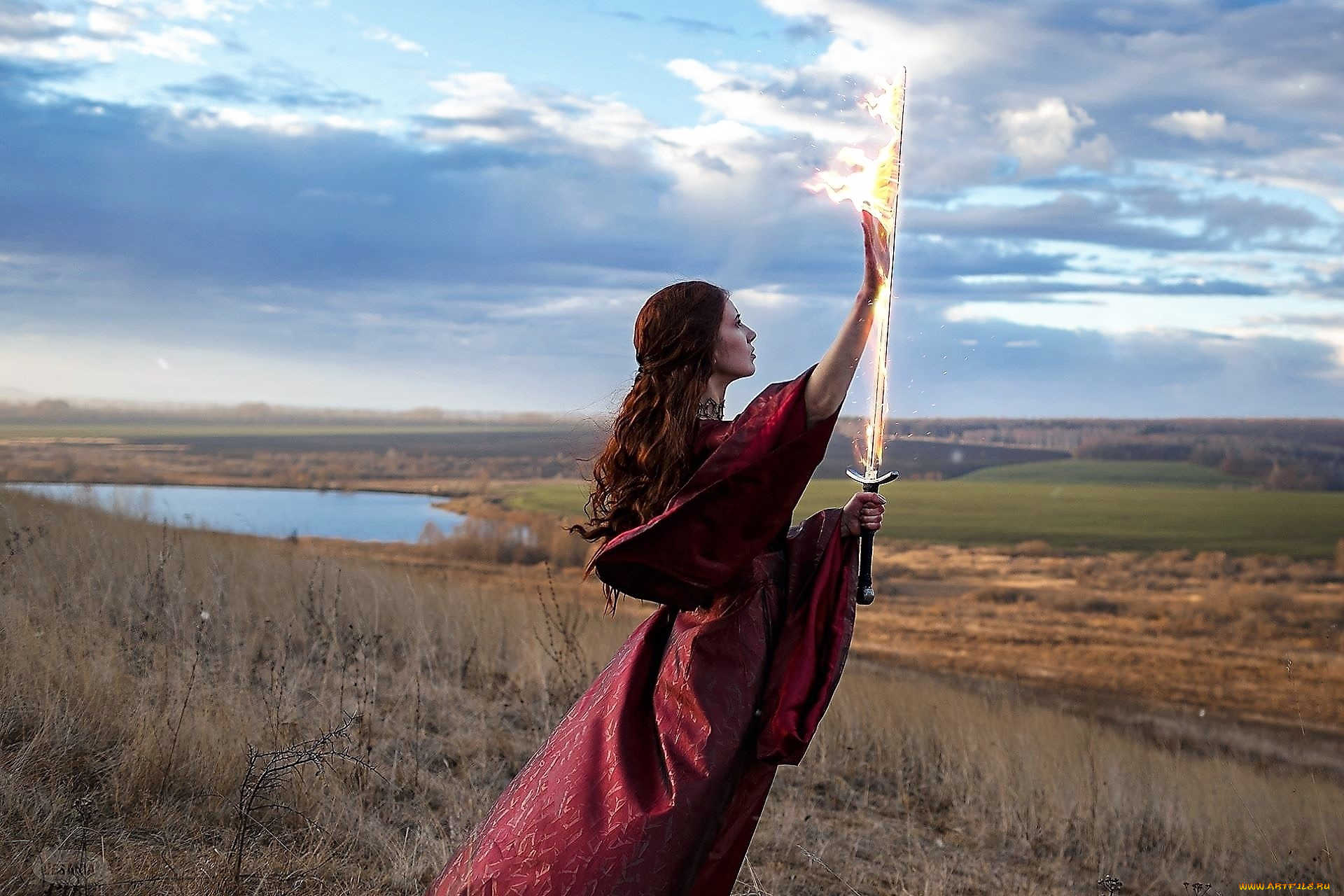 девушки, алёна, слюнкова, , saint, hysteria, образ, костюм, меч, природа