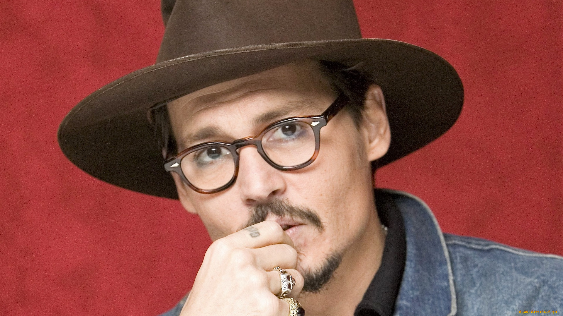 мужчины, johnny, depp, актер, лицо, шляпа, очки