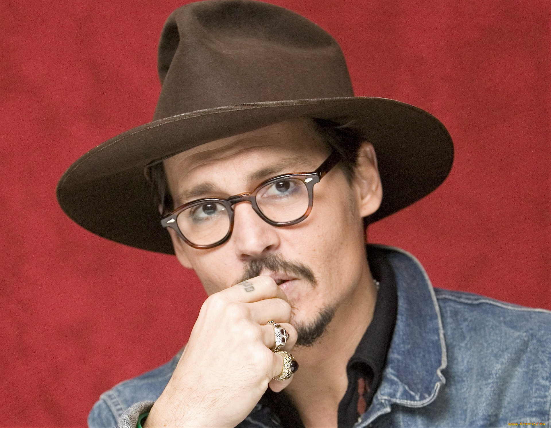 мужчины, johnny, depp, актер, лицо, шляпа, очки
