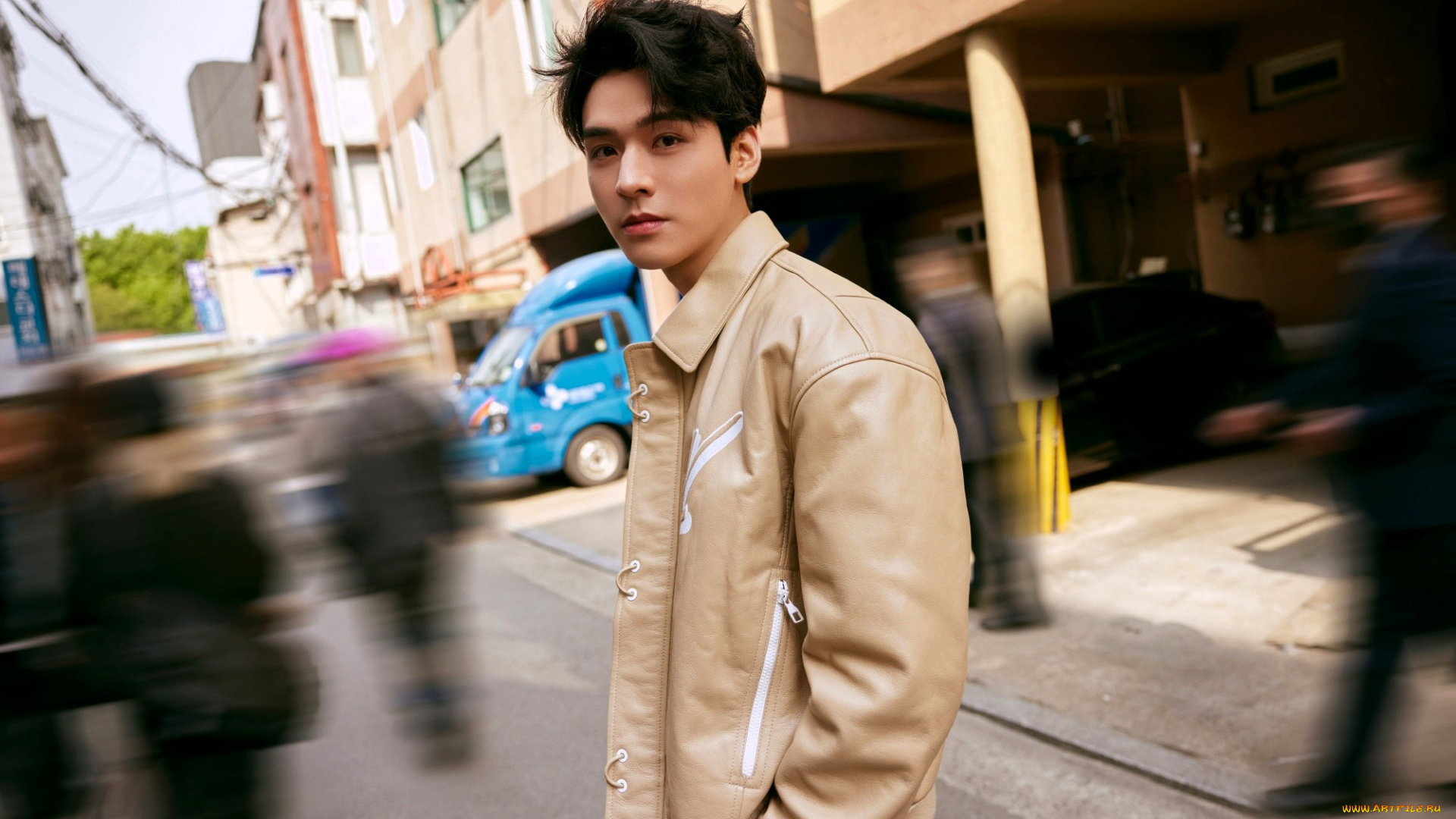 мужчины, gong, jun, |, simon, gong, актер, куртка, город, транспорт, люди