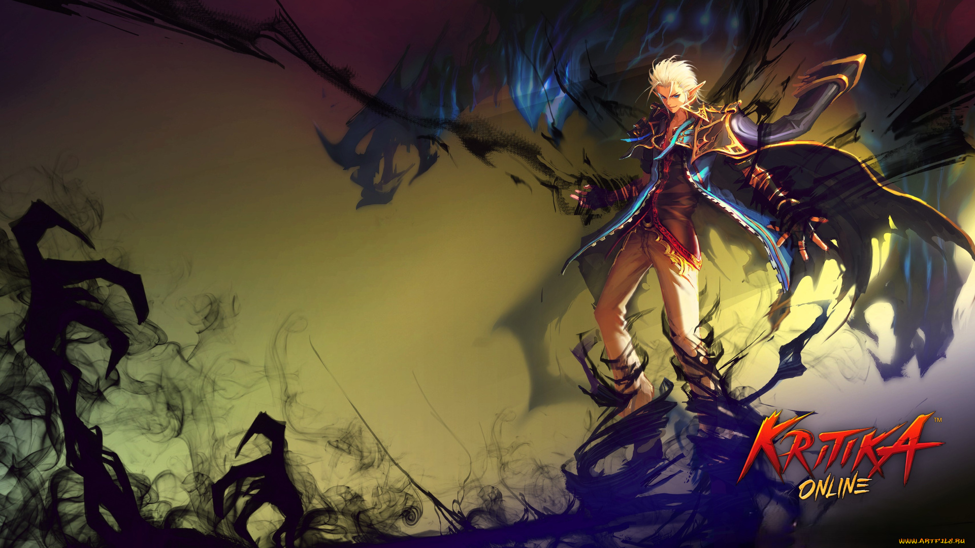 видео, игры, kritika, online, парень, эльф, плащ, магия, маг