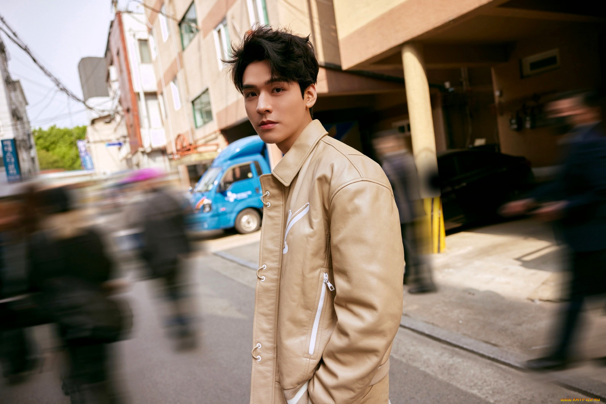 мужчины, gong, jun, |, simon, gong, актер, куртка, город, транспорт, люди