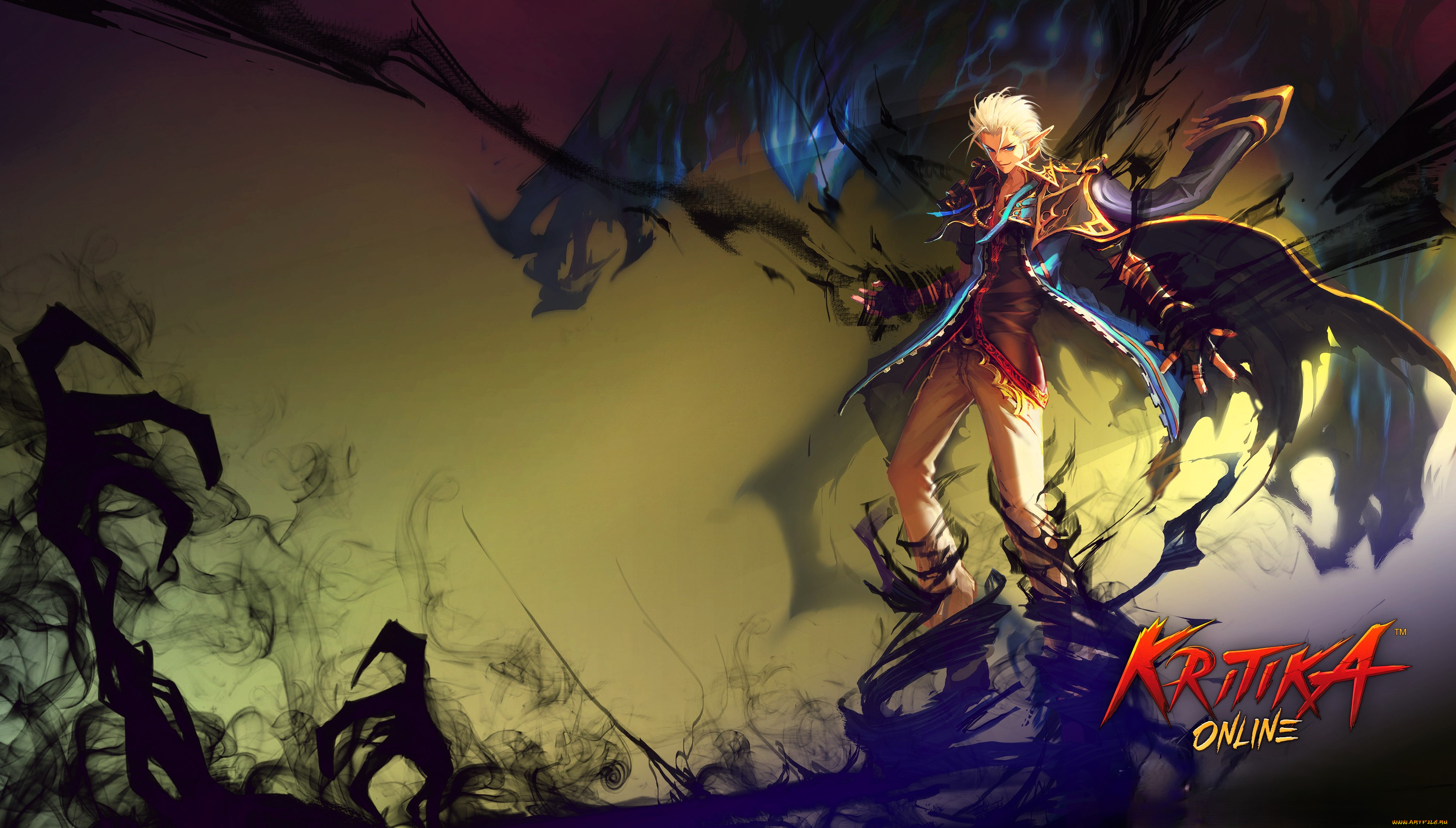 видео, игры, kritika, online, парень, эльф, плащ, магия, маг