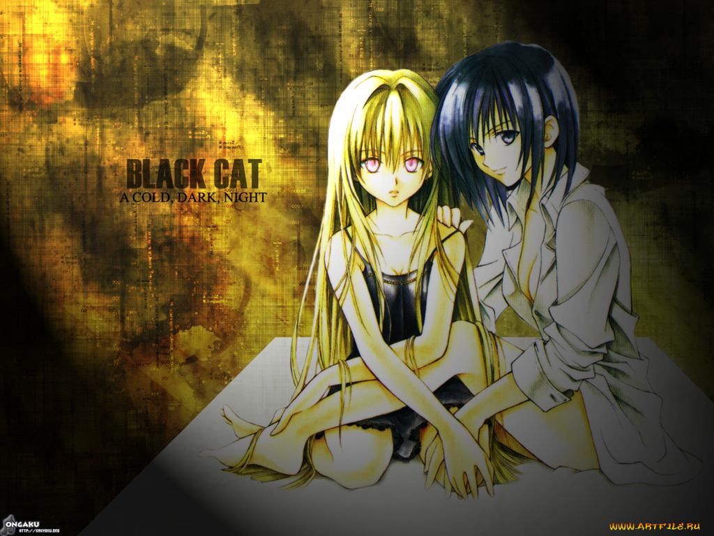 аниме, black, cat