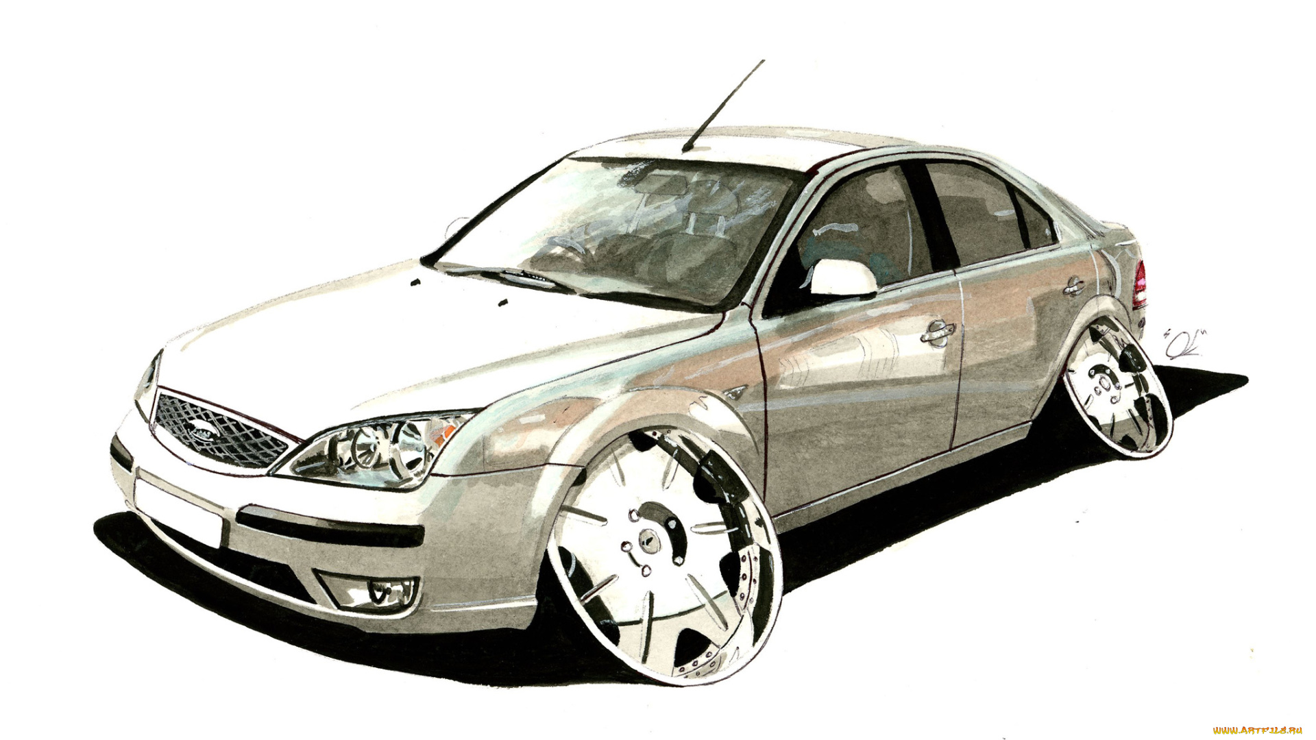 автомобили, рисованные