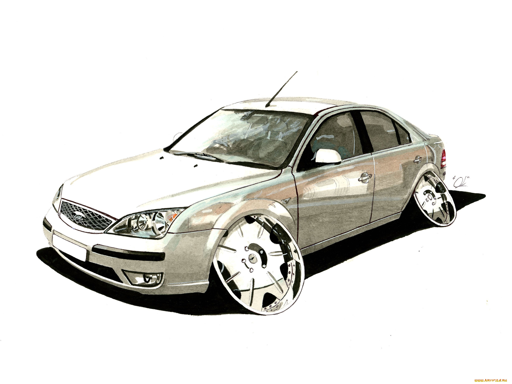 автомобили, рисованные