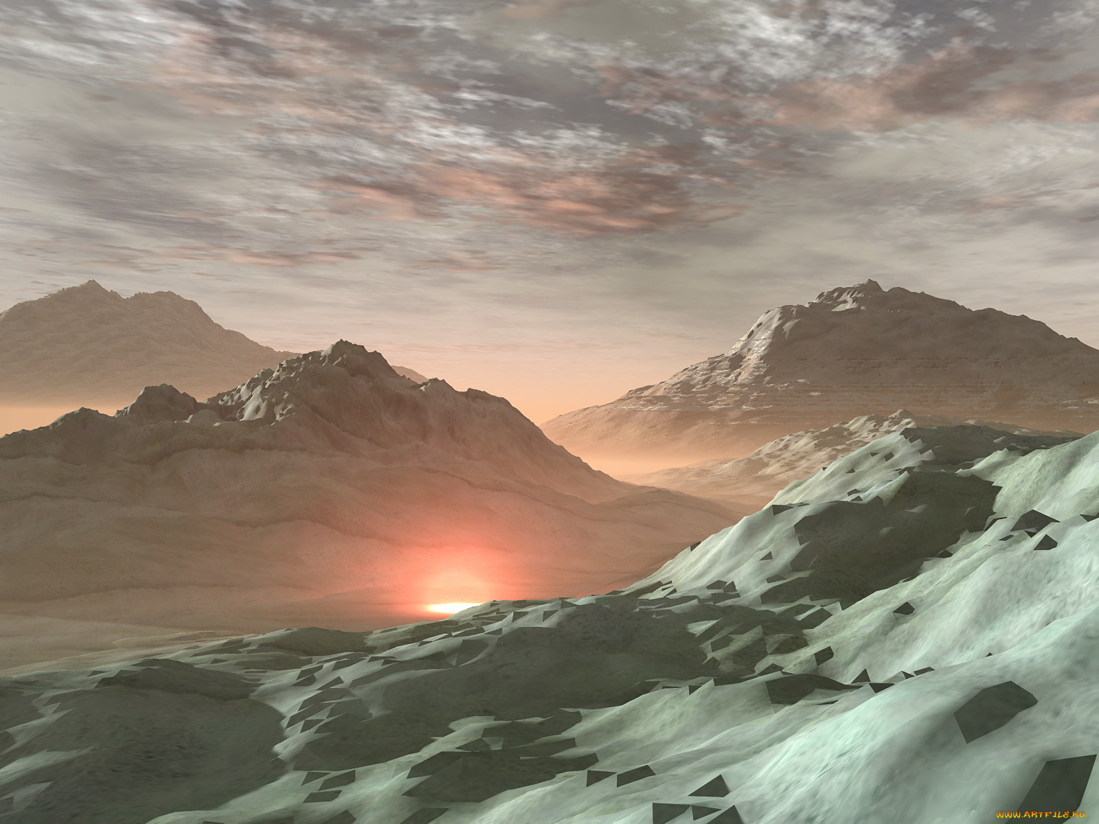 3д, графика, nature, landscape, природа, горы, небо