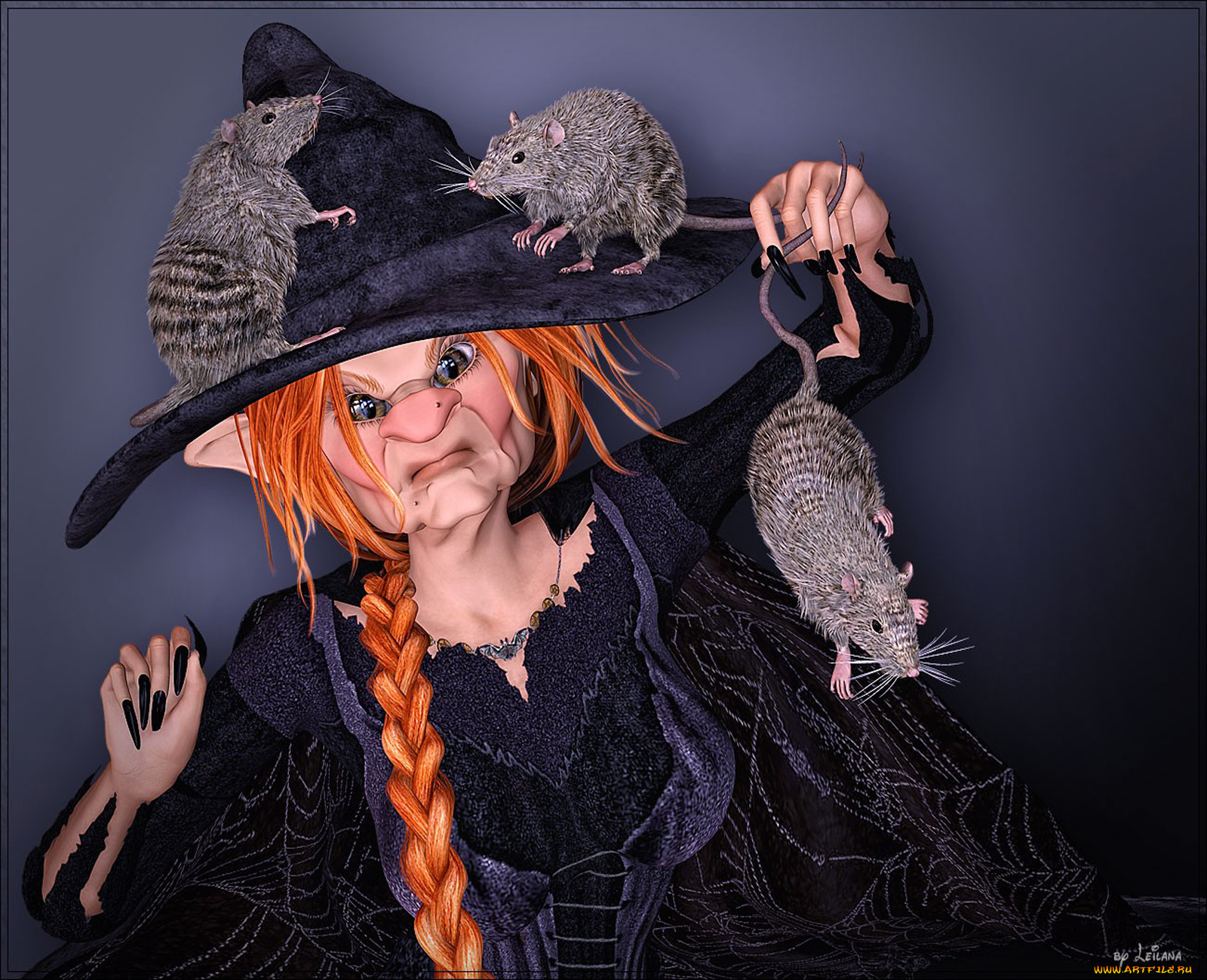 3д, графика, fantasy, фантазия, старушка, крысы