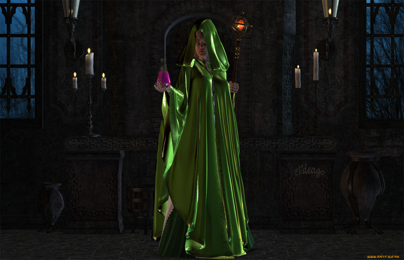 3д, графика, people, люди, девушка, свечи