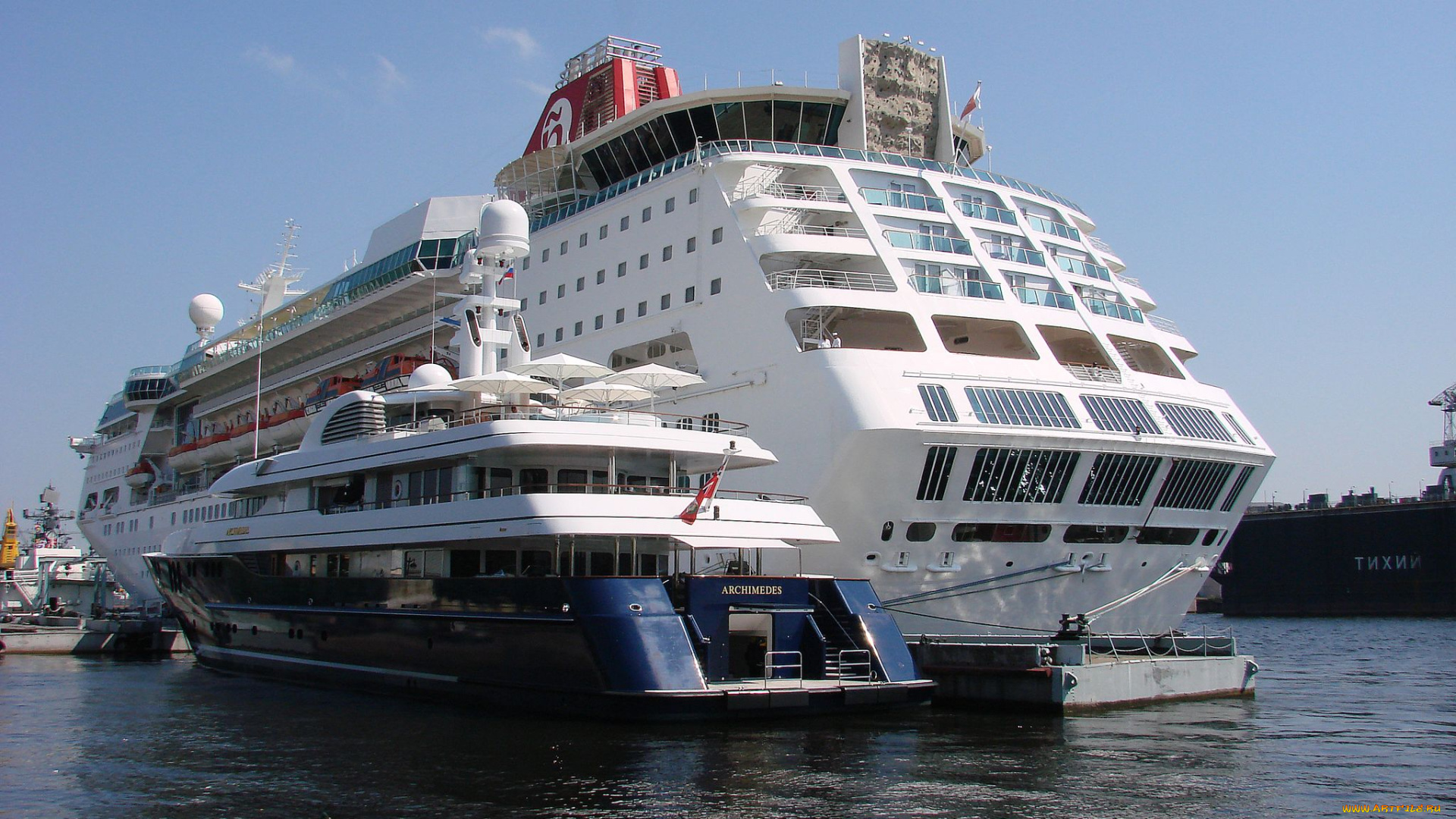 корабли, разные, вместе, лайнер, яхта