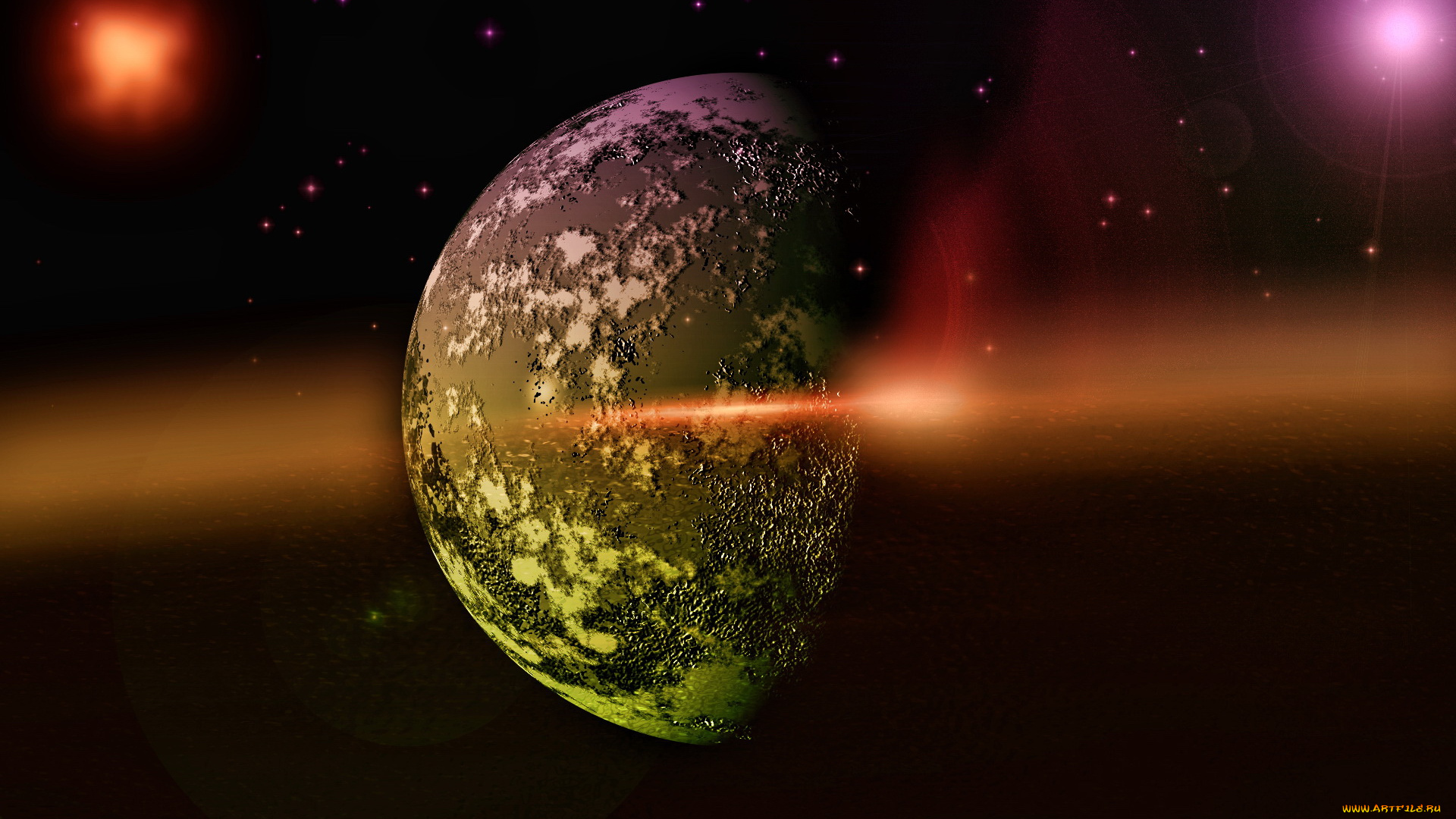 космос, арт, планета, звёзды
