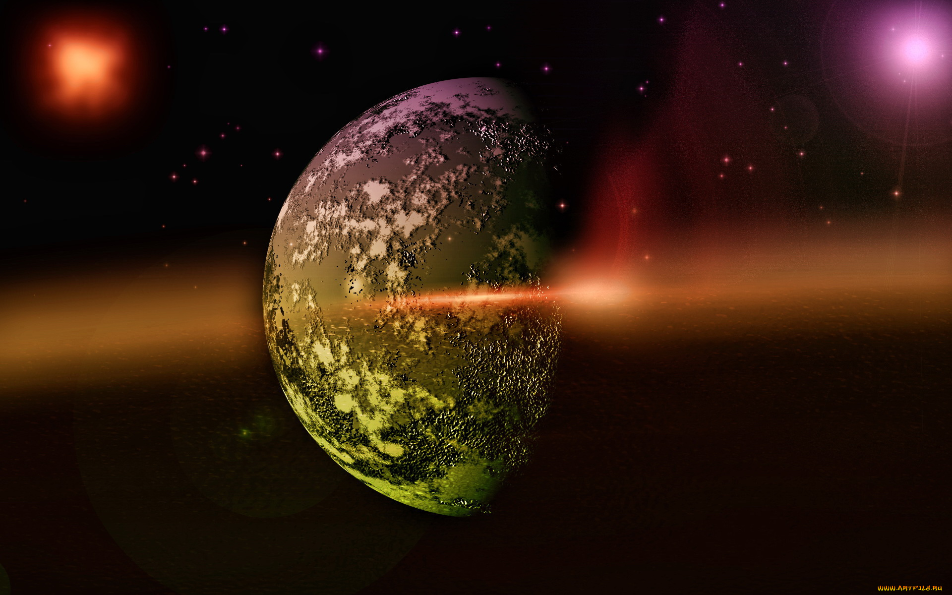 космос, арт, планета, звёзды