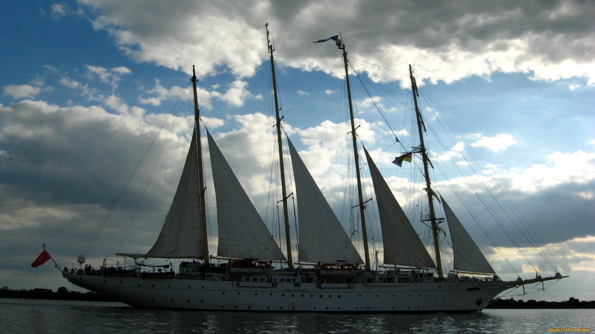 корабли, парусники, парусник, сумерки