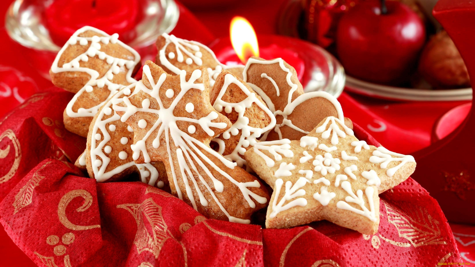 праздничные, угощения, праздник, свеча, печенье