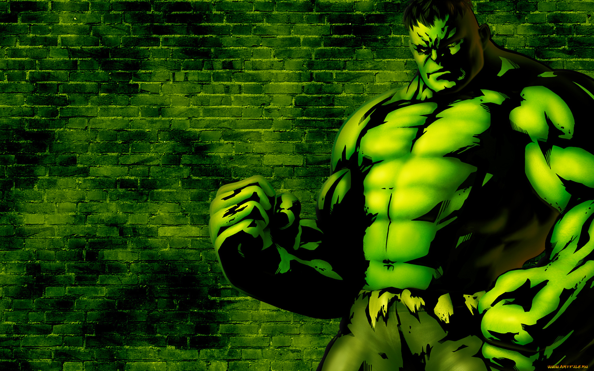 халк, рисованные, комиксы, hulk, зеленый, злой, комикс, кирпич