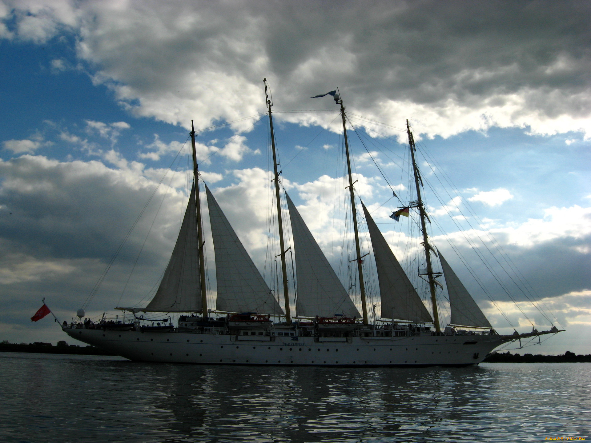 корабли, парусники, парусник, сумерки