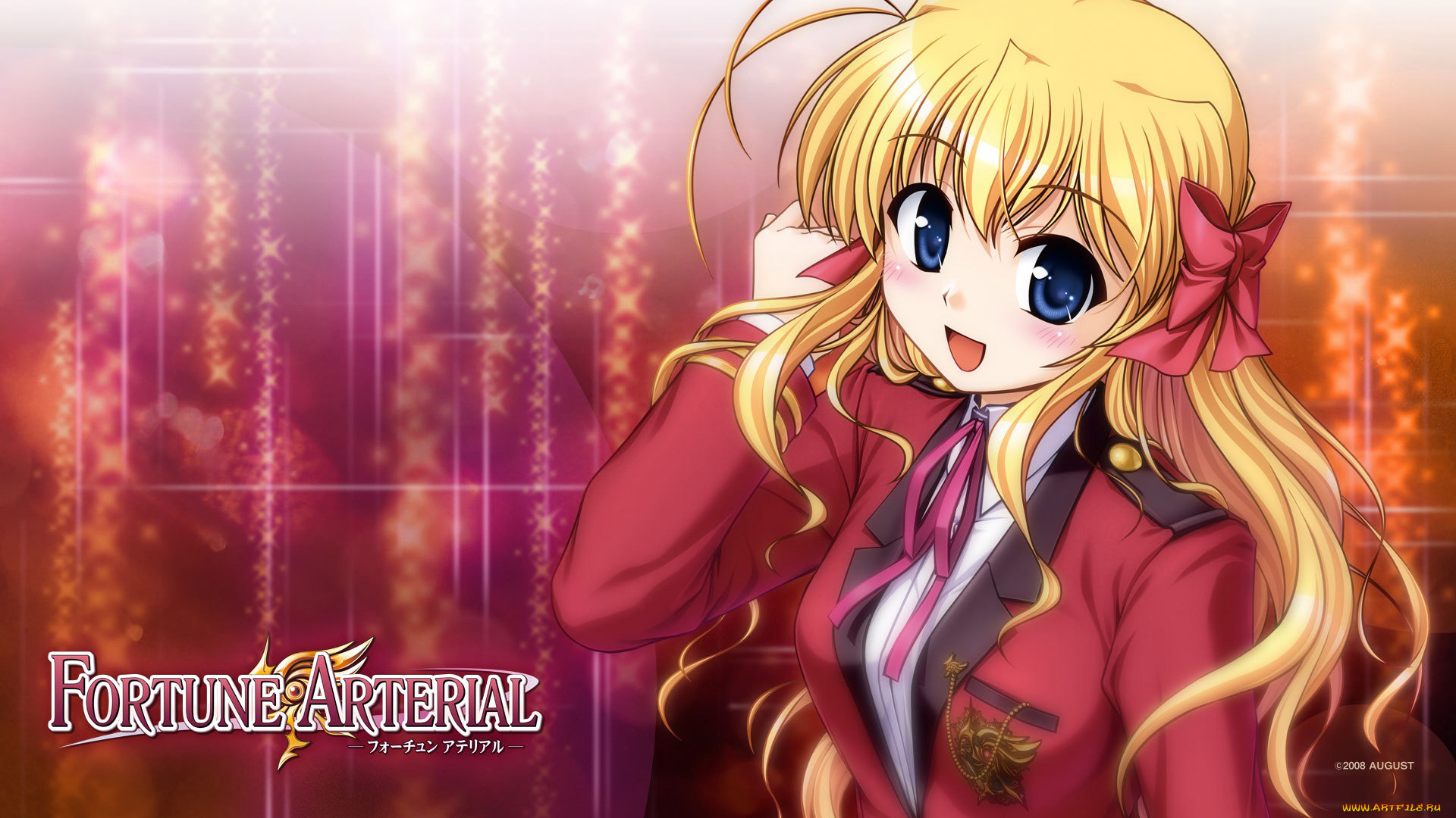 аниме, fortune, arterial, бантик, взгляд, девушка