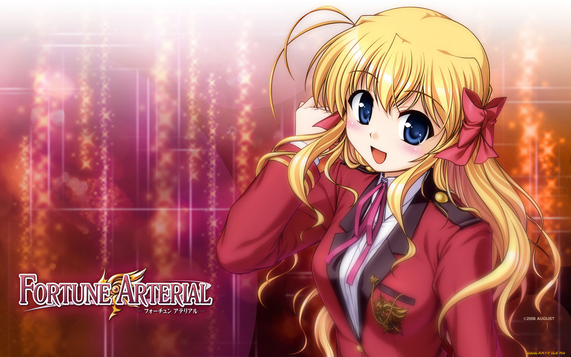 аниме, fortune, arterial, бантик, взгляд, девушка