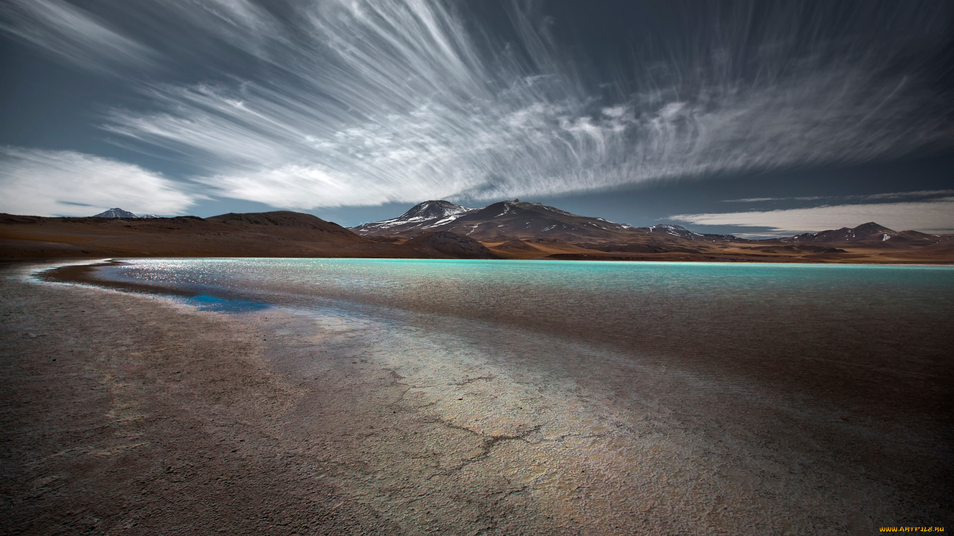 природа, побережье, небо, облака, берег, горы