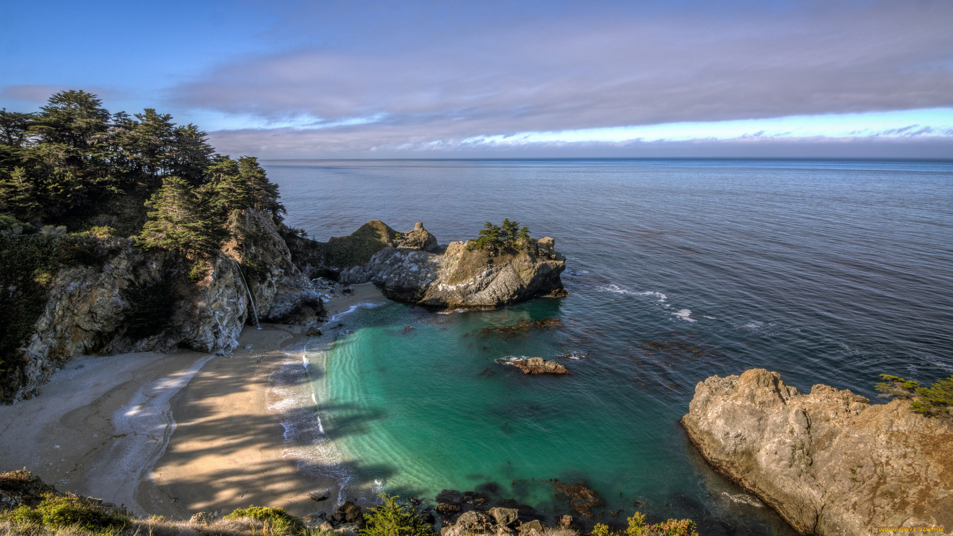 природа, побережье, океан, скалы, пляж