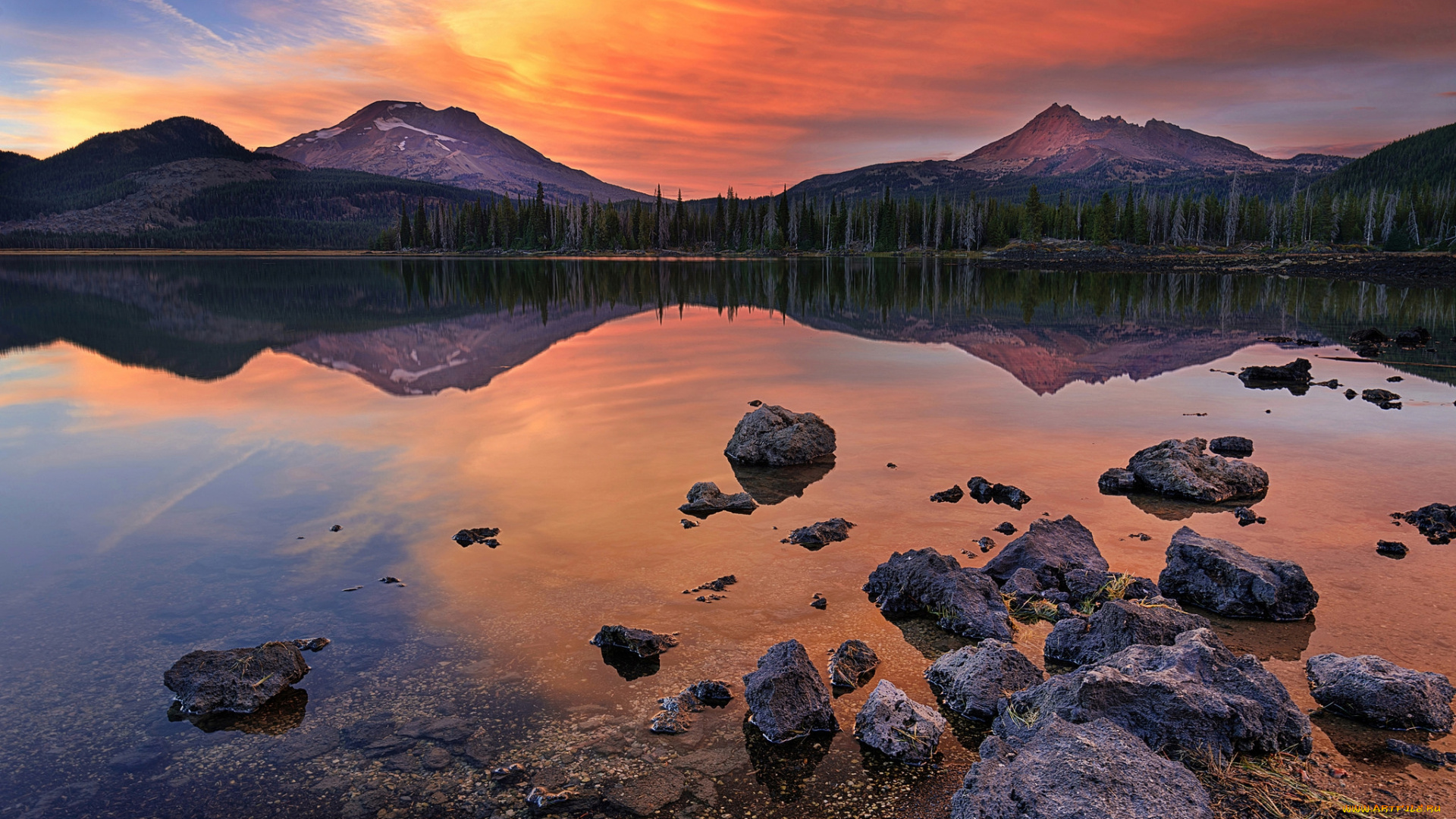 природа, реки, озера, горы, лес, озеро, камни