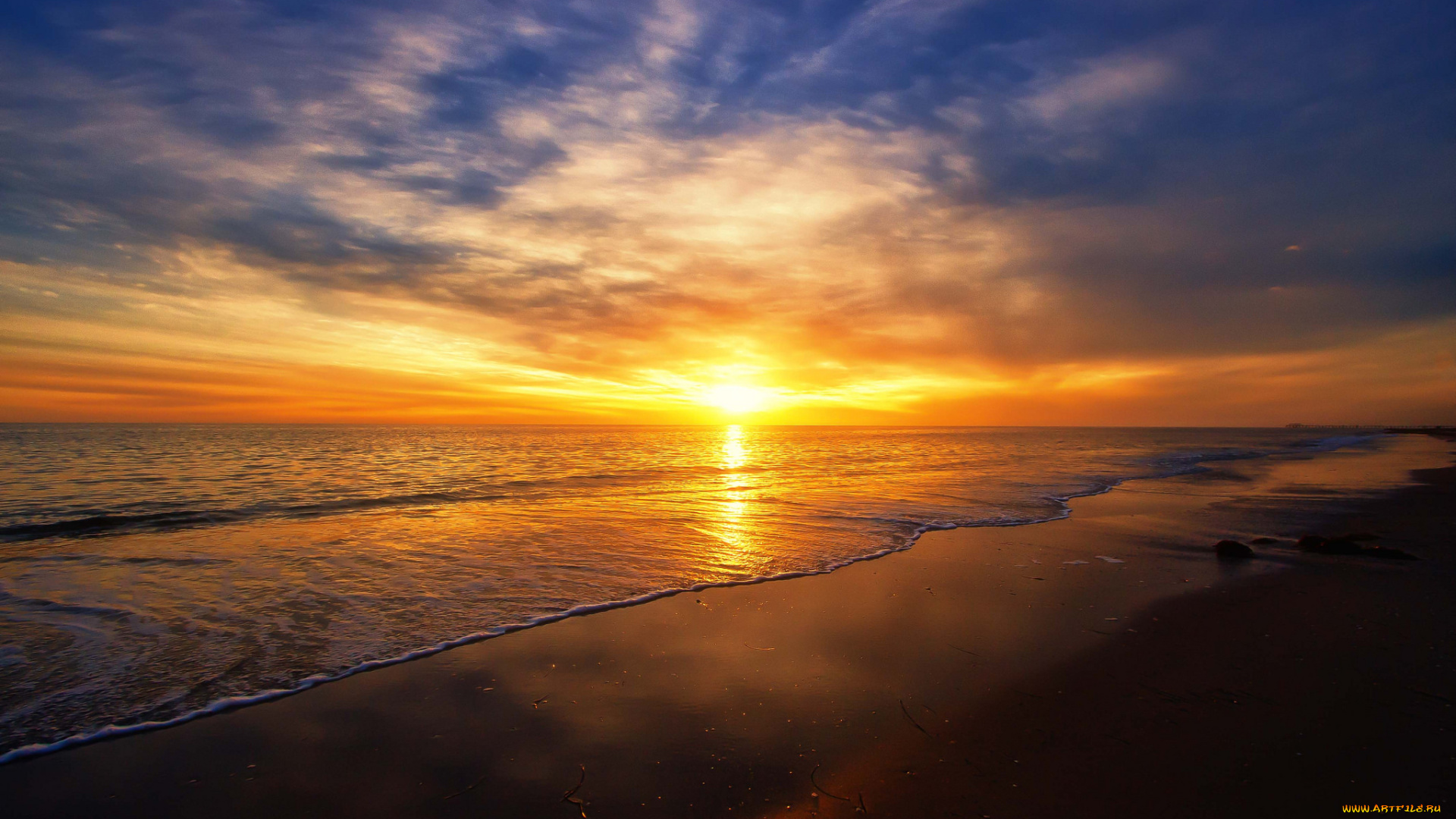 природа, восходы, закаты, облака, океан, горизонт, солнце