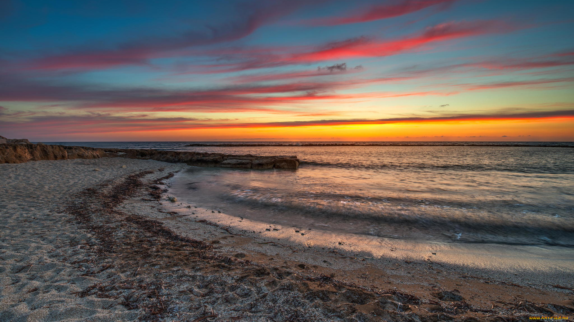 природа, восходы, закаты, пляж, побережье, пейзаж, море, песок, закат, прибой