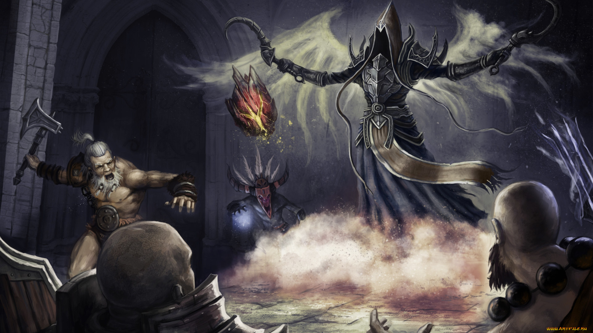 видео, игры, diablo, iii, , reaper, of, souls, demon, hunter, diablo, 3, reaper, of, souls, witch, doctor, malthael, камень, barbarian, monk, crusader