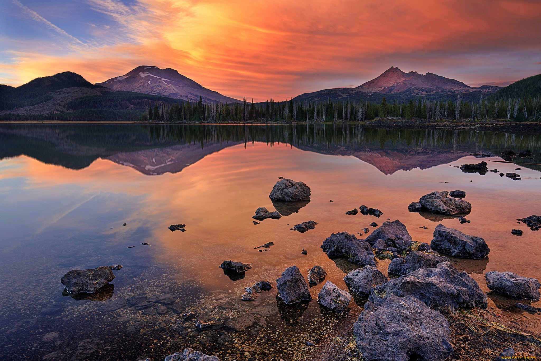 природа, реки, озера, горы, лес, озеро, камни