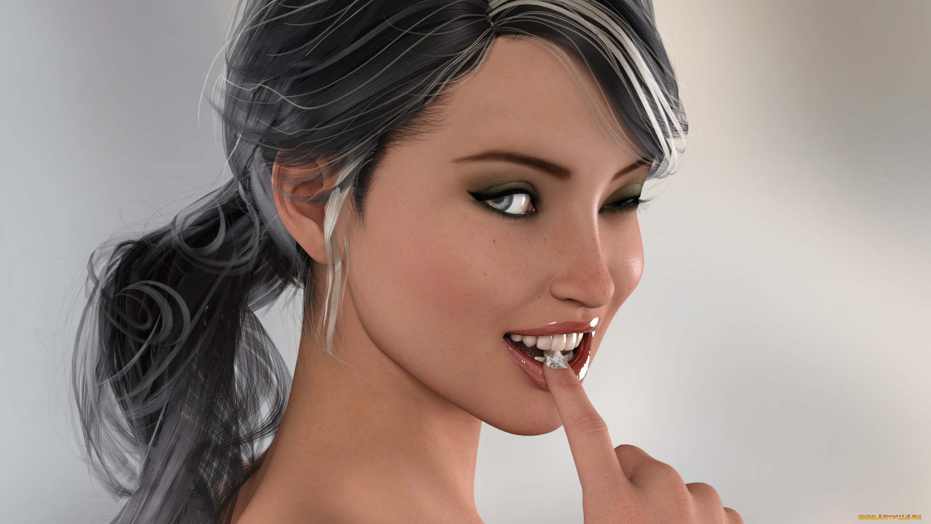 3д, графика, люди, , people, улыбка, взгляд, девушка, фон