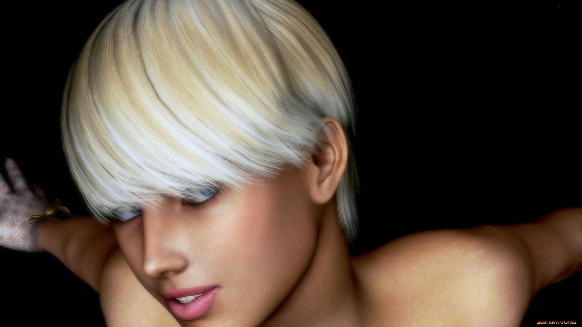 3д, графика, портрет, , portraits, девушка, взгляд, фон, блондинка