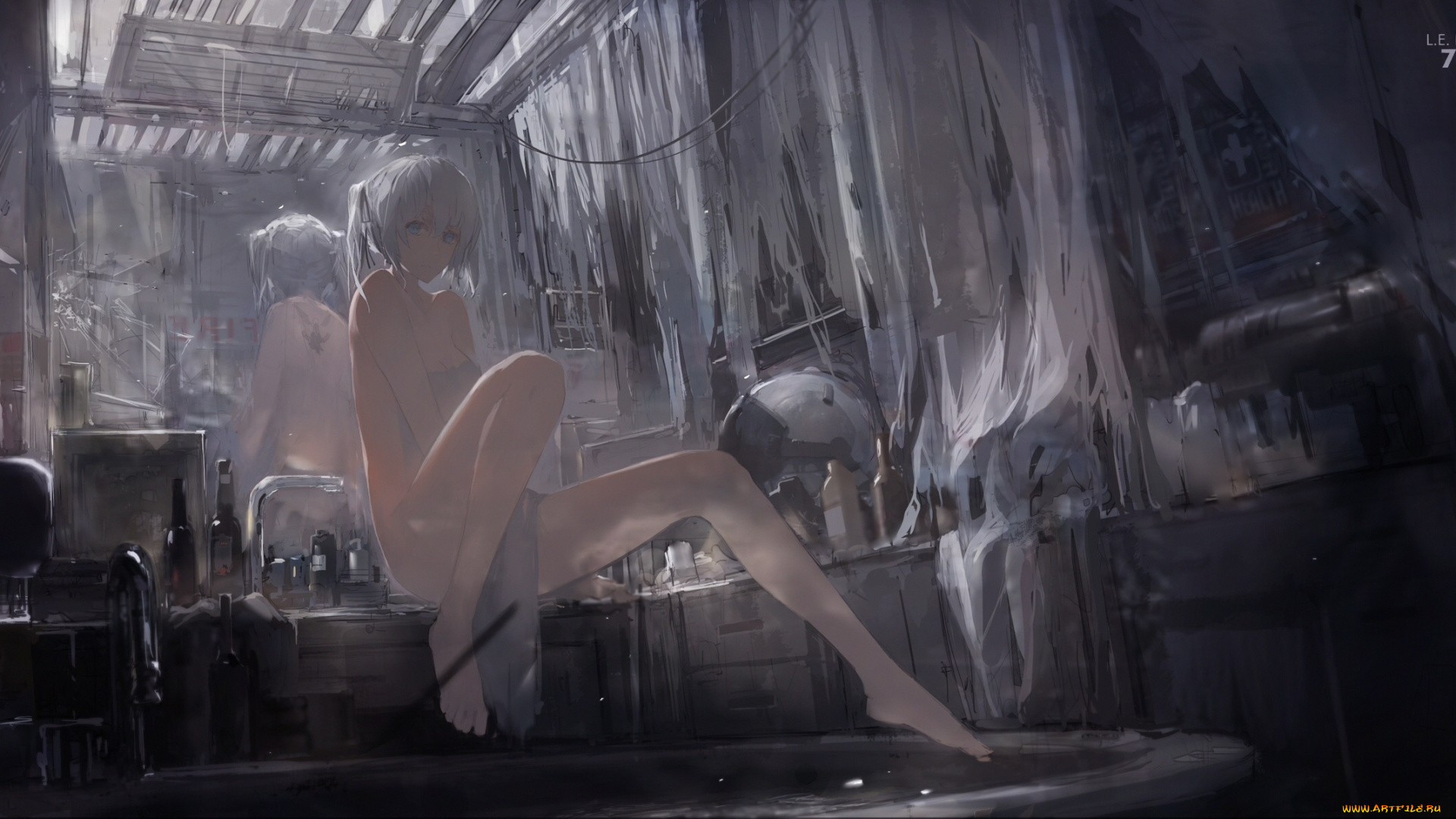 аниме, unknown, , другое, развалины, девушка, арт, mivit