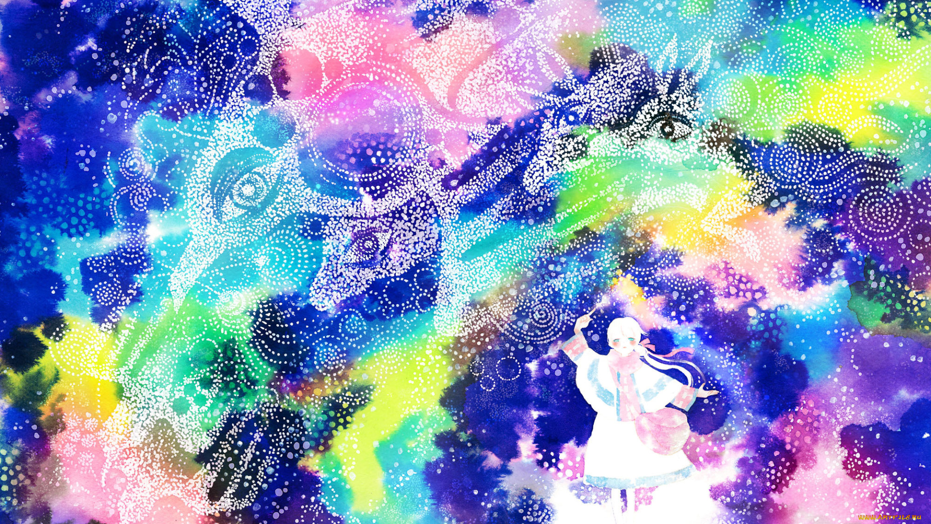 аниме, unknown, , другое, yoshitsugi, арт, животные, магия, девушка