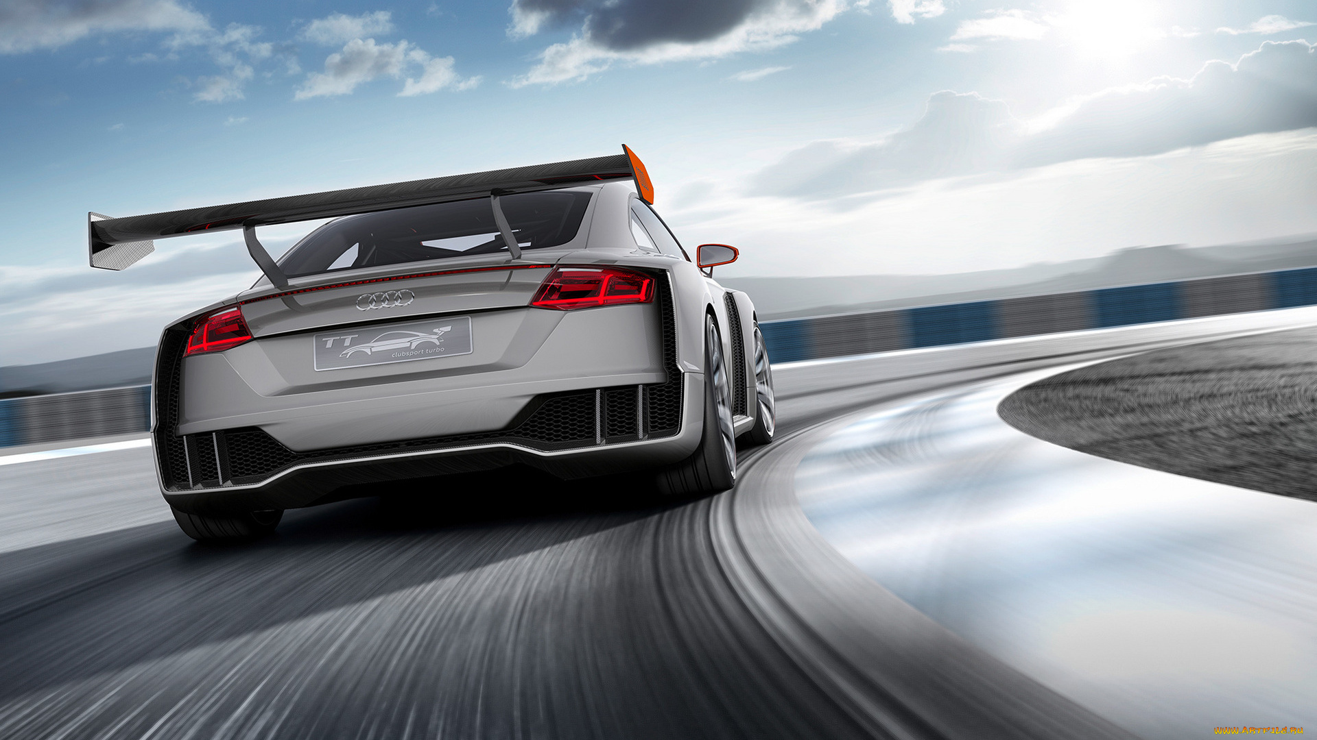 автомобили, audi, ауди, тт, серебристая, дорога, трасса, шоссе, поворот, скорость