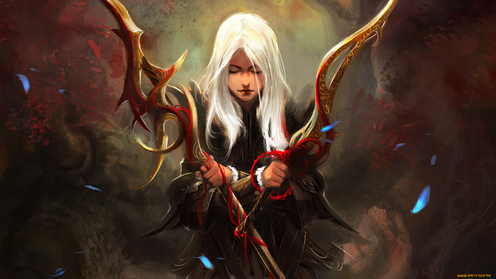 фэнтези, девушки, арт, девушка, оружие, меч