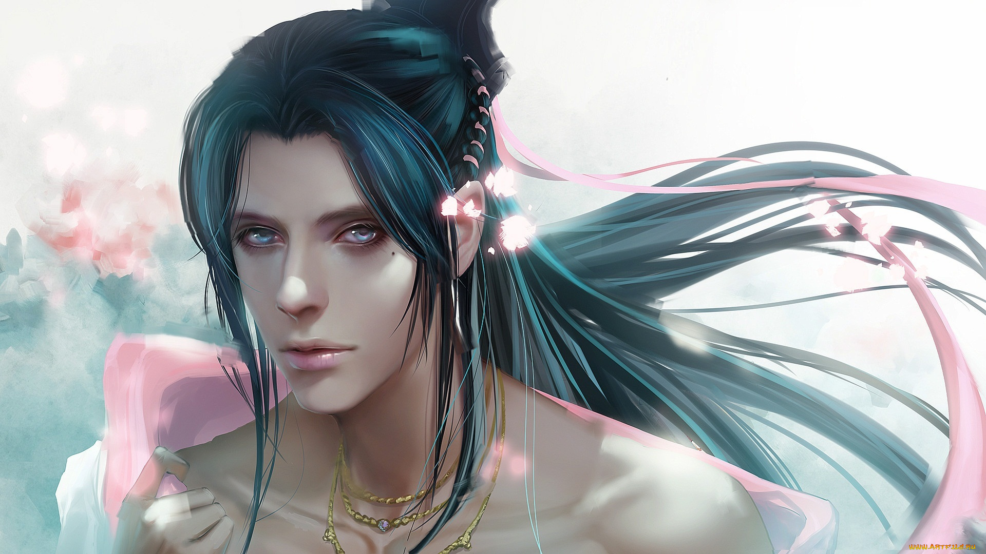 фэнтези, люди, красавчик, весна, взгляд, парень, арт