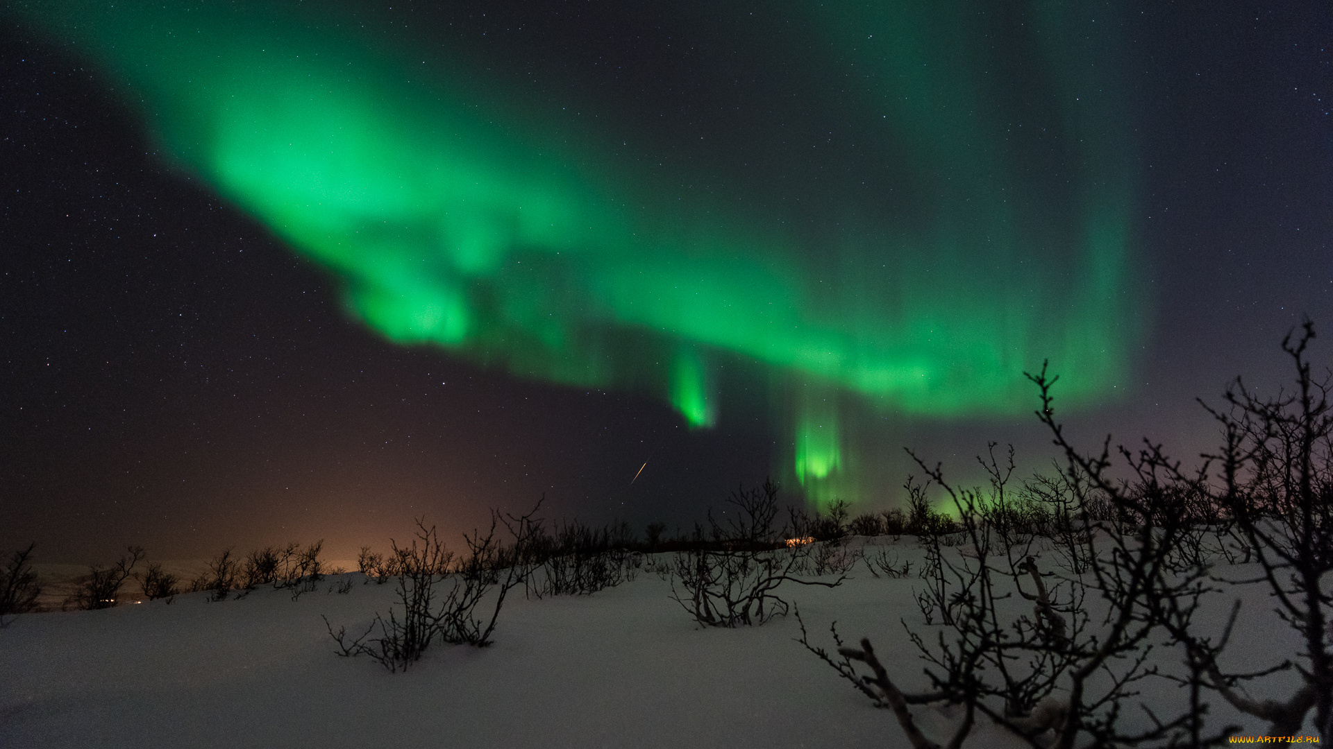 природа, северное, сияние, сполохи