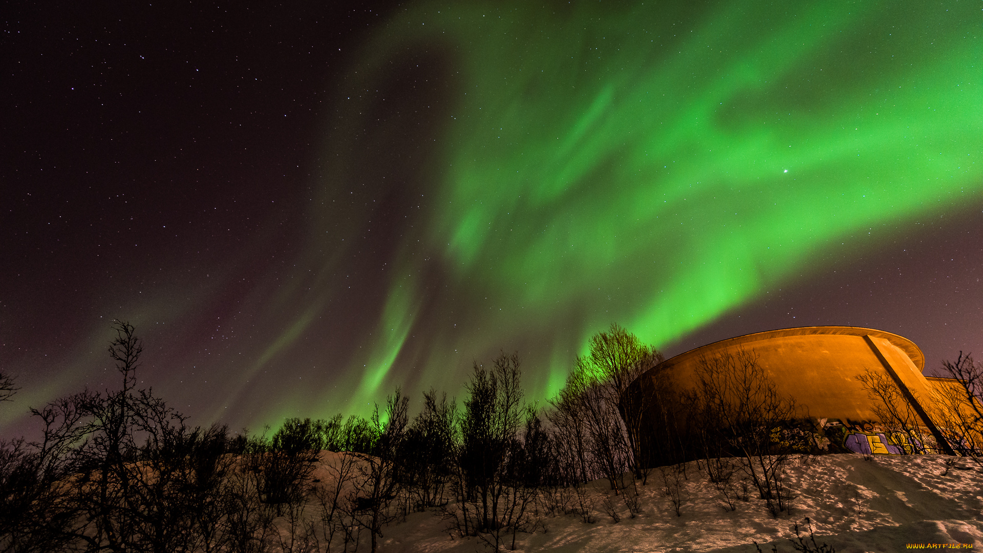 природа, северное, сияние, сполохи