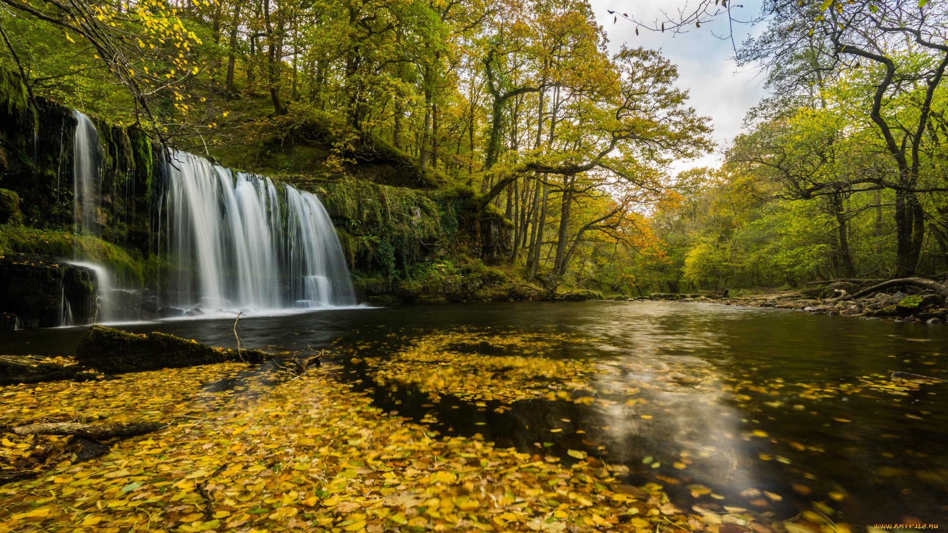 природа, водопады, осень, водопад, река