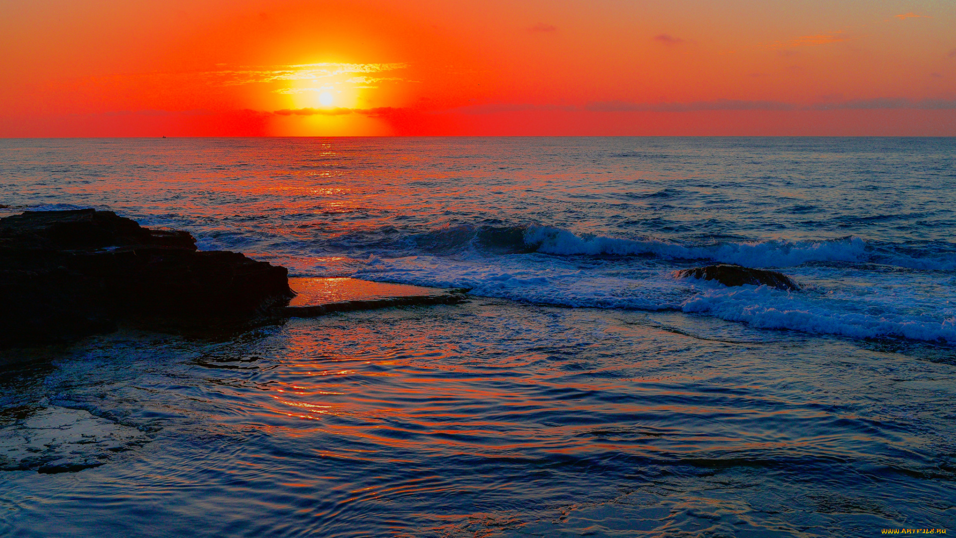 природа, восходы, закаты, закат, океан